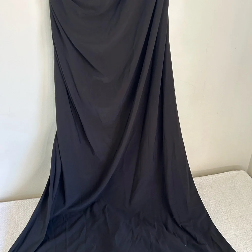 R & M Richards Black One Shoulder Dress with Lace Detail - Picture 6 of 9